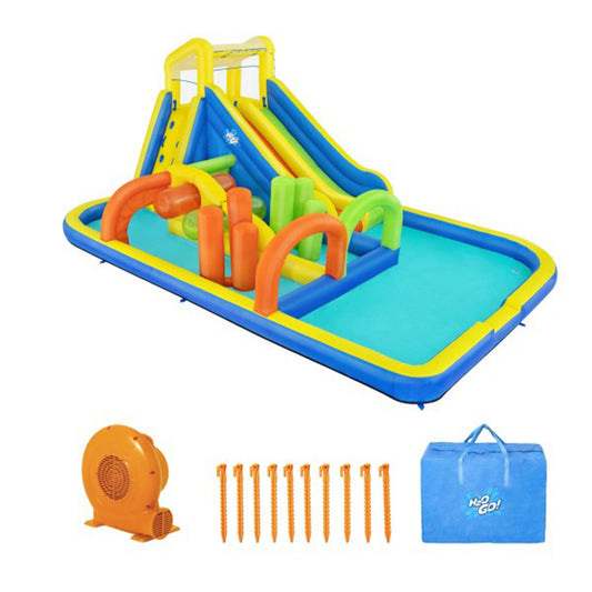 H2OGO! 19 Ft Tall AquaRace Kids Inflatable Water Park w/Dual Slides - 298206