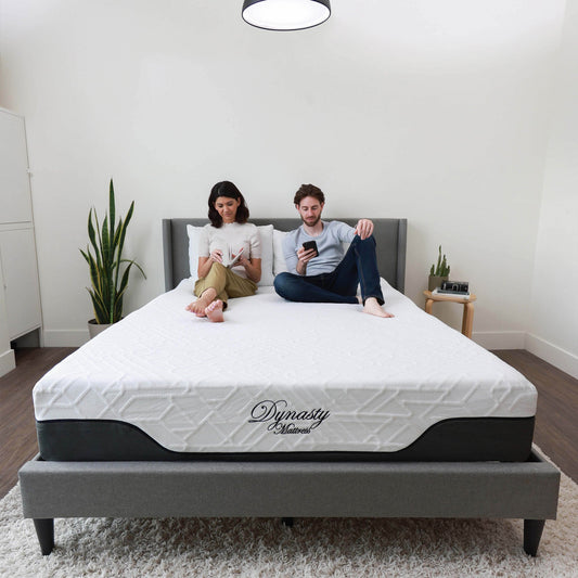 DynastyMattress CoolBreeze 12 Inch Essential Sleep Air Gel Infused Memory Foam Bed Medium Firm Queen Size - 289688