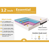 DynastyMattress CoolBreeze 12 Inch Essential Sleep Air Gel Infused Memory Foam Bed Medium Firm Twin XL Size - 299338