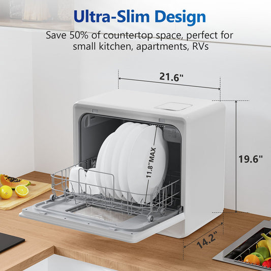 Airmsen Portable Countertop Dishwasher with Built-in Water Tank, 5 Place Settings - E4052904165