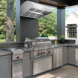 Awoco 42” Outdoor BBQ Vent Hood, 2000 CFM, Dual Blowers, LED Lights - AWC-RH-WM-BBQ42
