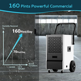 EUHOMY 160 Pints Commercial Dehumidifie Industrial Dehumidifier - DH-01