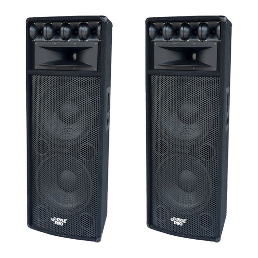 Pyle 1600W Outdoor 7 Way PA Loud-Speaker Cabinet with Dual 12" Woofers (2 Pack) - 218424