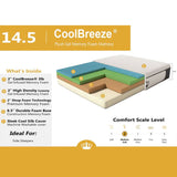 DynastyMattress 14.5” Inch CoolBreeze Plush Medium Soft Gel Memory Foam Mattress Bed, Size Twin USA Made - 300863