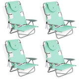 Ostrich On Your Back Folding Reclining Outdoor Camping Lawn Chair, Teal (4 Pack) - 323212