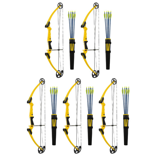 Genesis Archery Original Left Handed Compound Bow Archery Kit, Yellow (5 Pack) - 323641