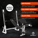Marcy Weight Bench, Home Gym Exercise Equipment Workout Machine, White(Open Box) - 399882