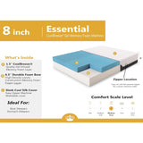 Dynasty Mattress 8" CoolBreeze Gel Memory Foam RV Mattress, RV Queen - 407161
