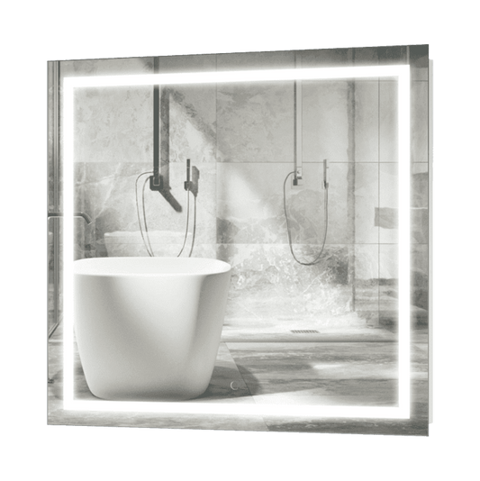 Krugg Icon 36" X 36" LED Bathroom Mirror w/ Dimmer & Defogger | Large Square Lighted Vanity Mirror ICON3636