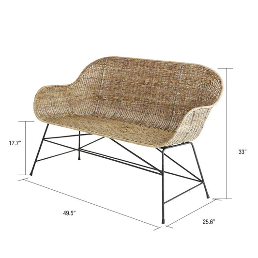 texxture Ormond Woven Rattan Settee with Metal Legs, Home Furniture, Natural - 388582