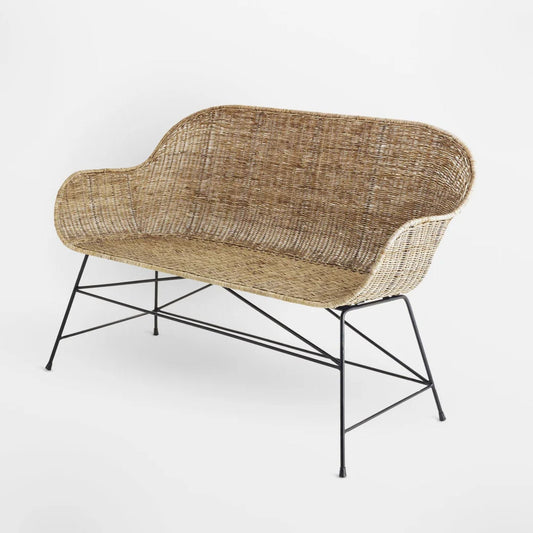texxture Ormond Woven Rattan Settee with Metal Legs, Home Furniture, Natural - 388582