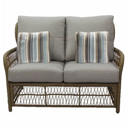 Four Seasons Courtyard Positano Wicker Cushioned Loveseat w/ 2 Accessory Pillows - 396087