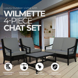 Four Seasons Courtyard Wilmette 4 Piece Sleek Deep Seating Chat Set, Neutral - 396101