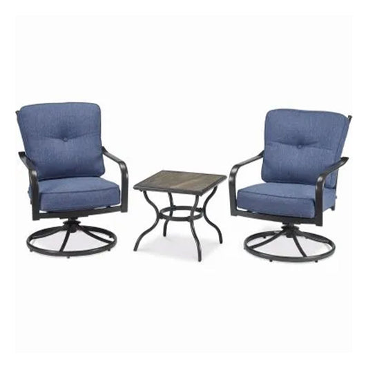 Four Seasons Courtyard Beaumont 3 Piece Deep Seating Patio Chat Set, Denim/Brown - 396116