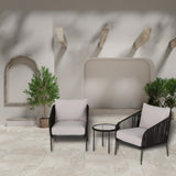 Four Seasons Courtyard 3 Piece Chat Set with Woven Rope Design, Black - 396129