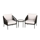 Four Seasons Courtyard 3 Piece Chat Set with Woven Rope Design, Black - 396129