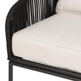 Four Seasons Courtyard 3 Piece Chat Set with Woven Rope Design, Black - 396129