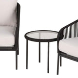 Four Seasons Courtyard 3 Piece Chat Set with Woven Rope Design, Black - 396129