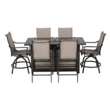 Four Seasons Courtyard Manhattan 6 Piece Patio High Chair Dining Furniture, Gray - 396140