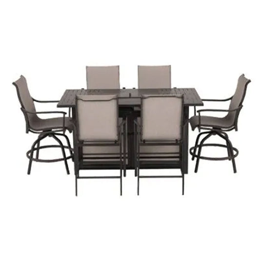 Four Seasons Courtyard Manhattan 6 Piece Patio High Chair Dining Furniture, Gray - 396140