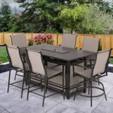 Four Seasons Courtyard Manhattan 6 Piece Patio High Chair Dining Furniture, Gray - 396140