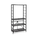 Origami 4 Pack Folding Steel Storage Rack, Adjustable Shelves, R2 Series, Black - 415216