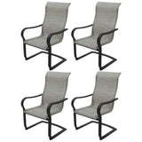 Four Seasons Courtyard C-Spring Sling Fabric Outdoor Chair, Gray, 4 Pack - 405162