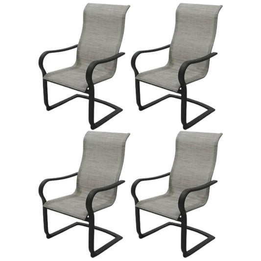 Four Seasons Courtyard C-Spring Sling Fabric Outdoor Chair, Gray, 4 Pack - 405162