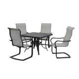 Four Seasons Courtyard C-Spring Sling Fabric Outdoor Chair, Gray, 4 Pack - 405162
