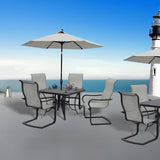 Four Seasons Courtyard C-Spring Sling Fabric Outdoor Chair, Gray, 4 Pack - 405162