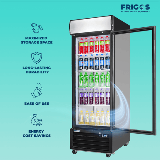 Frigos FG-MR-1D-G 27" Glass Door Merchandiser, Black, LED, Aluminum Interior