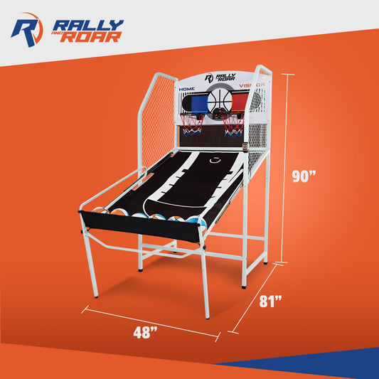 Rally and Roar 2 Player Foldable Arcade Cage Basketball Game with LED Scorer - 405067