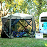 CLAM Quick-Set Adventure 9 x 9 Ft Portable Outdoor Camping Canopy Shelter, Gray - 409469