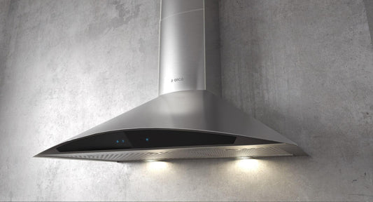 Elica - FOGLIA - Techne - 36" W x 20" D x 10" H, Stainless & Black Glass - Wall Mount Hoods - EFG636S1