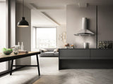 Elica - FOGLIA - Techne - 36" W x 20" D x 10" H, Stainless & Black Glass - Wall Mount Hoods - EFG636S1