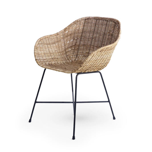texxture Ormond Woven Rattan Dining Chair Metal Legs for Home Furniture, Natural - 414538