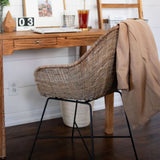 texxture Ormond Woven Rattan Dining Chair Metal Legs for Home Furniture, Natural - 414538