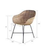 texxture Ormond Woven Rattan Dining Chair Metal Legs for Home Furniture, Natural - 414538