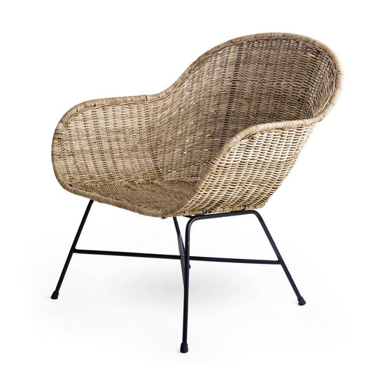 texxture Ormond Woven Rattan Patio and Lounge Chair with Metal Legs, Natural - 414540