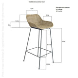 texxture 2 Pack Ormond Woven Rattan Bar Stool Metal Legs Home Furniture, Natural - 414542