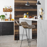 texxture 2 Pack Ormond Woven Rattan Bar Stool Metal Legs Home Furniture, Natural - 414542