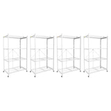 Origami 4-Pack R5-06W 4-Wheel 4-Shelf Folding Steel Wire Shelving Storage, White - 415205