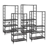 Origami 4 Pack Folding Steel Storage Rack, Adjustable Shelves, R2 Series, Black - 415216