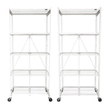 Origami 2 Pack Large Wheeled 5-Shelf Folding Steel Wire Shelving Rack, White - 415233