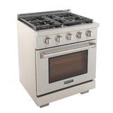 Kucht Professional 30" 4.2 cu. ft. Natural Gas Range in Stainless Steel with True Simmer Burners -KFX3000X-S