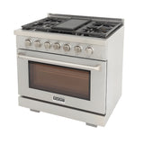 Kucht Professional 36 in. 5.2 cu ft. Propane Gas Range - KFX360/LP-S