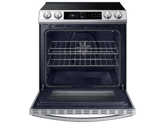 SAMSUNG Bespoke Smart Slide-in Electric Range 6.3 cu. ft. with Smart Dial & Air Fry in White Glass - NE63BB871112AA-KT
