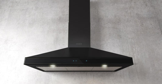 Elica - VARNA BLACK - Techne - 36" W x 19 11/16" D x 10 1/4" H, Black Stainless & Black Glass - Wall Mount Hoods - EVR636BL