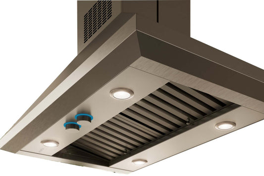 Elica - LEONE ISLAND - Elica Pro - 36" W x 27" D x 12 3/4" H, Stainless - Island Hoods - ELI136S2