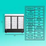 Frigos 80" Merchandising Refrigerator, 3 Glass Doors, LED Lighting - FG-MR-3D-G